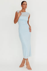 Passion Mesh Sleeveless Maxi Dress Blue